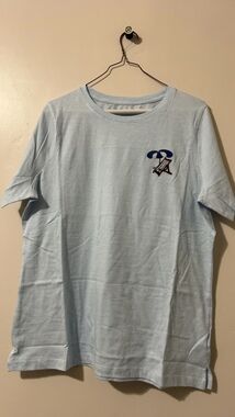 d&co Blue & White Striped Cotton T-Shirt Medium Relaxed Fit